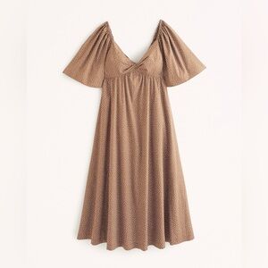 XL Tall - A&F midi brown with white polka dots dress - bow in back